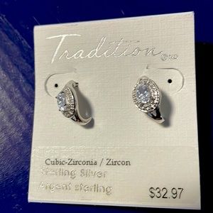 NWT Tradition Cubic-Zirconia sterling silver earrings